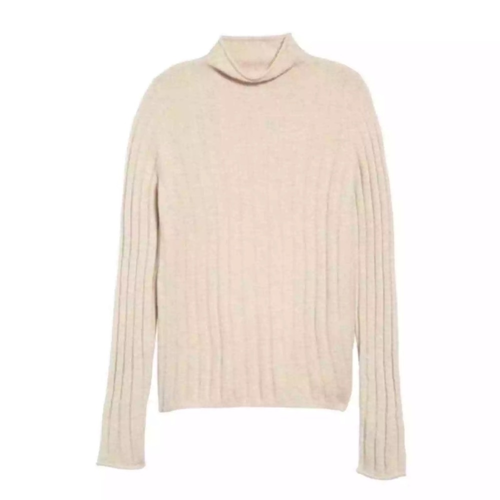 Madewell Womens Evercrest Sweater Mock Neck Cream Ribbed M